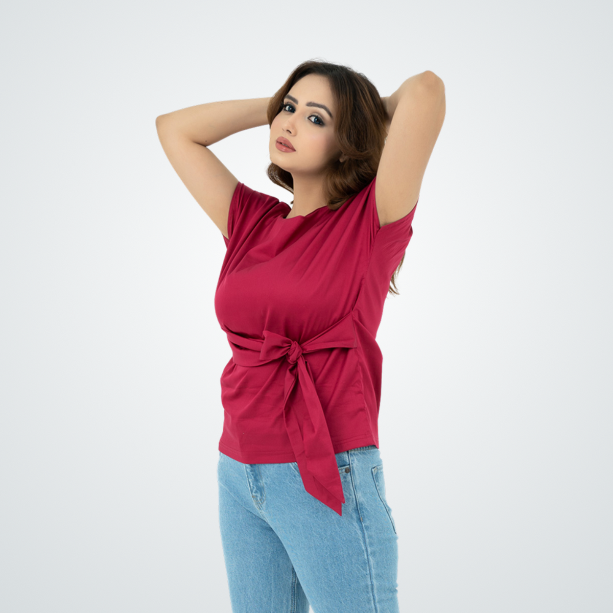 Berry Waist-Tie Casual Top