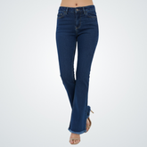 Midnight Indigo Fray Hem Flare Denim