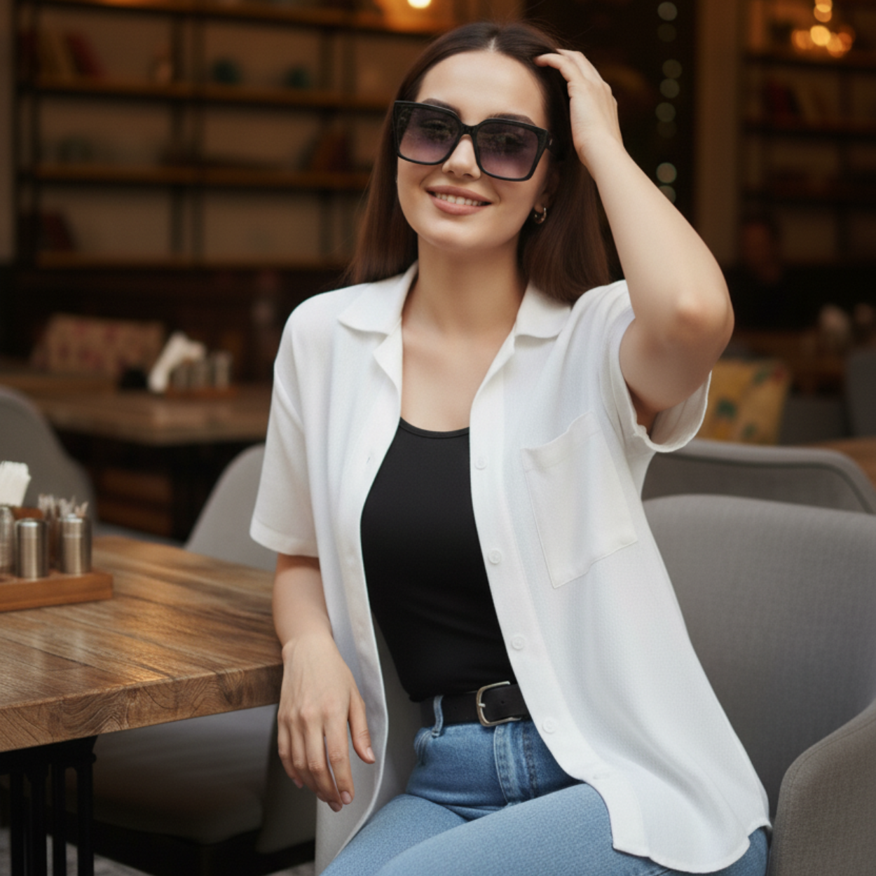 Sheer Cotton Short-Sleeve Shirt
