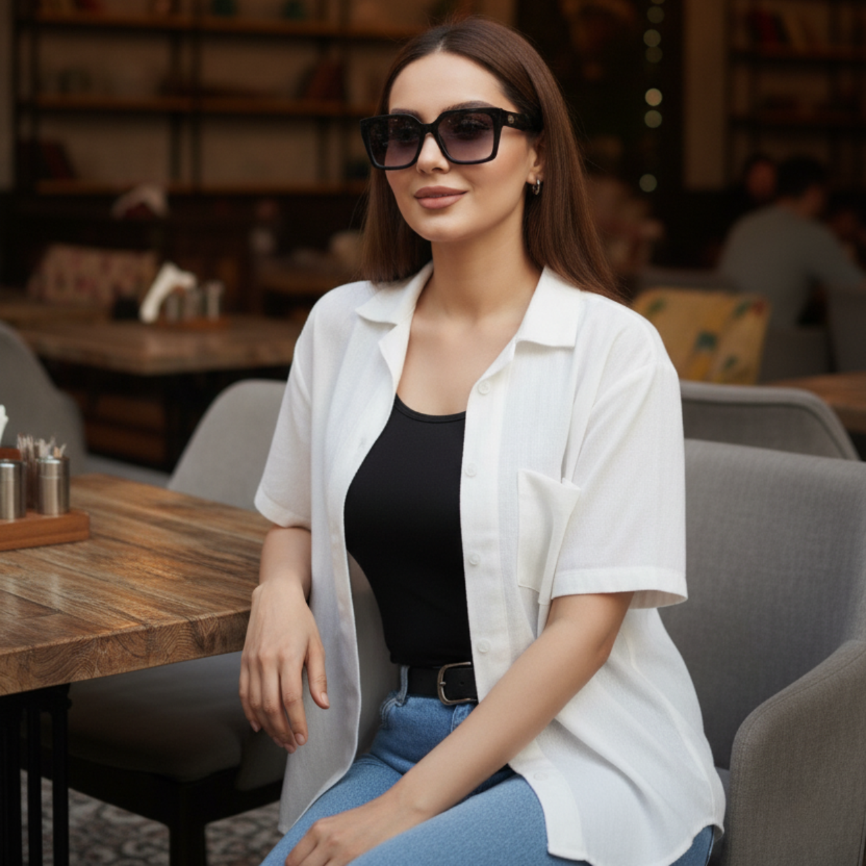 Sheer Cotton Short-Sleeve Shirt