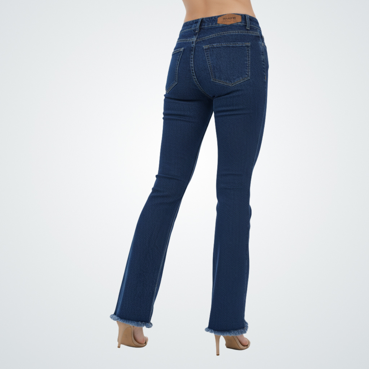 Midnight Indigo Fray Hem Flare Denim