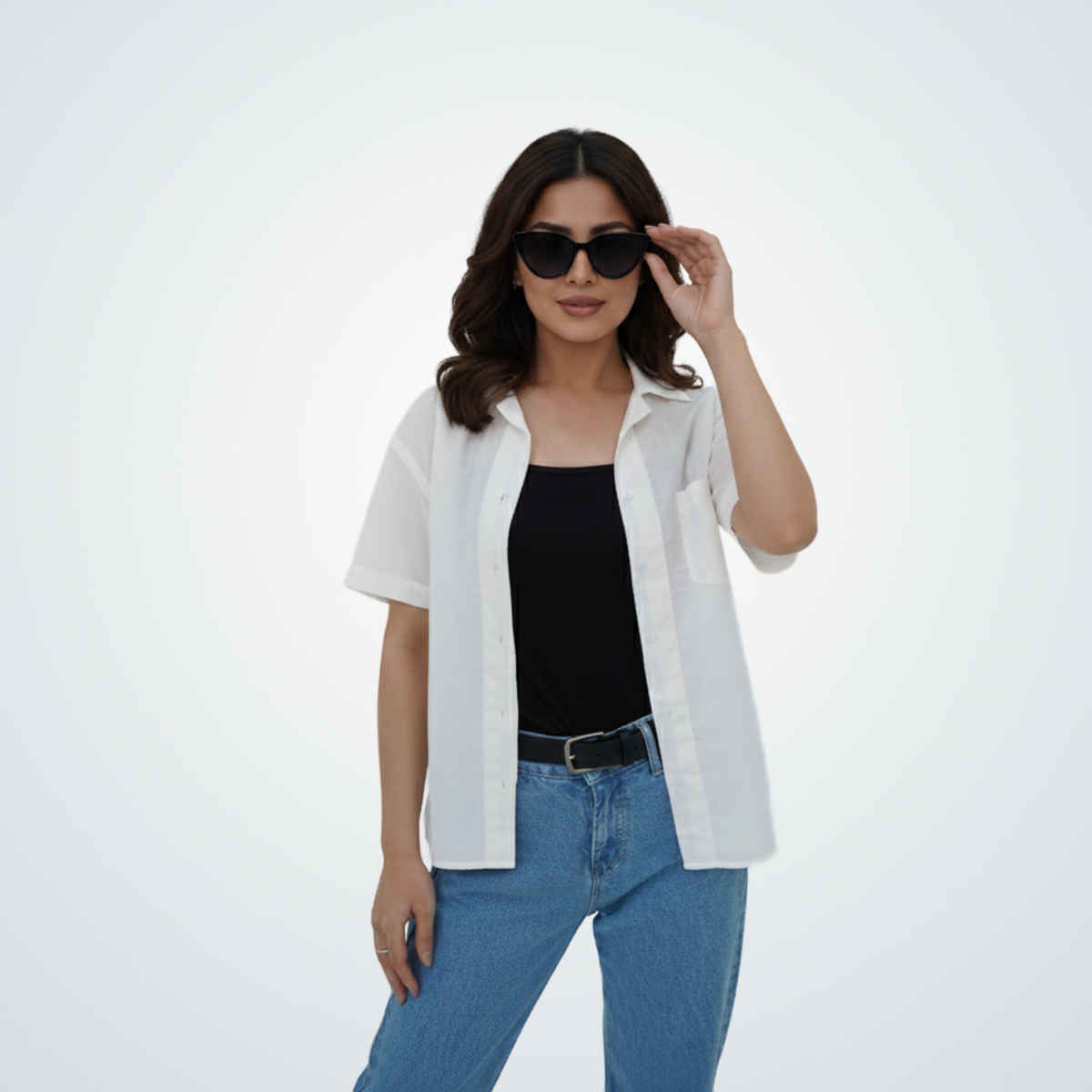 Sheer Cotton Short-Sleeve Shirt