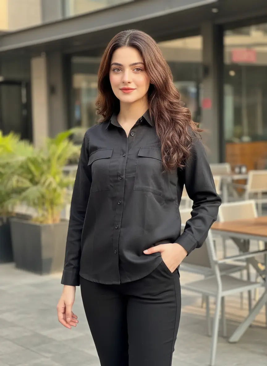 The Essential Flap Pocket Shirt | Classic Black
