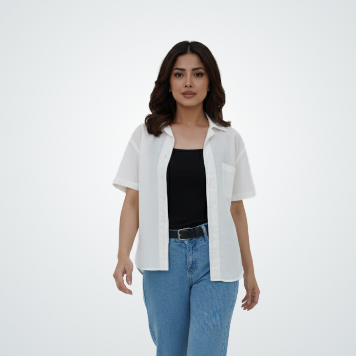 Sheer Cotton Short-Sleeve Shirt