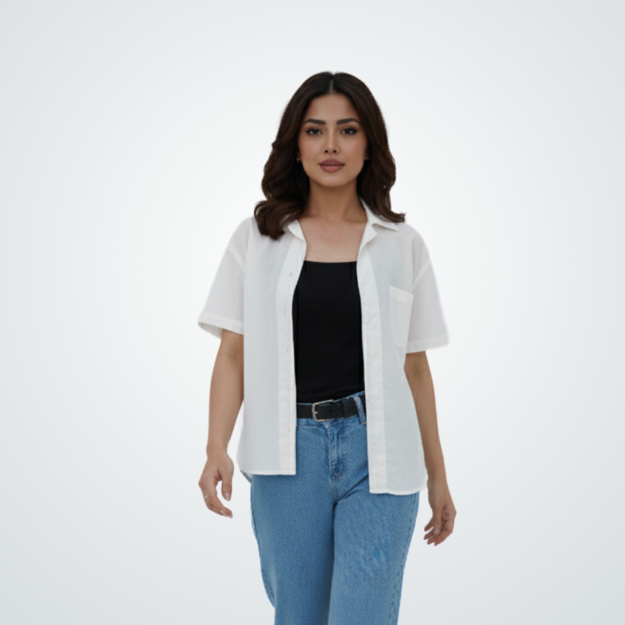 Sheer Cotton Short-Sleeve Shirt