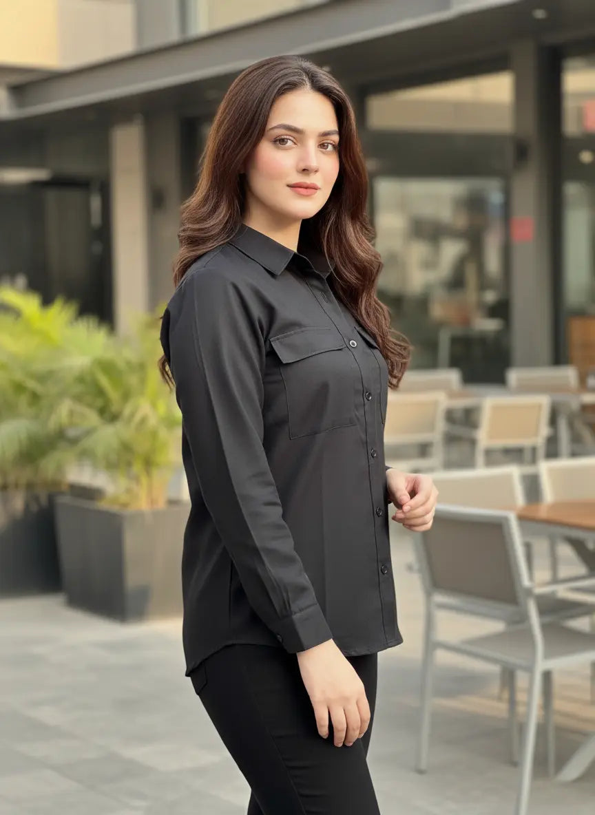 The Essential Flap Pocket Shirt | Classic Black