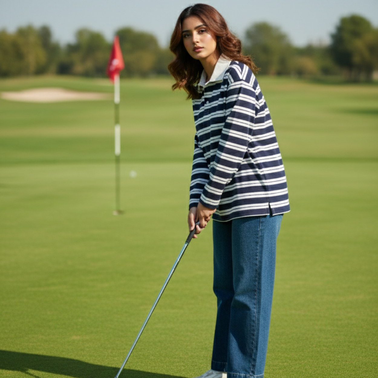 Navy Striped Rugby Polo