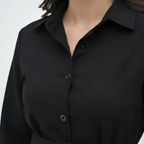 Signature Belted A-Line Shirt Dress - Classic Black