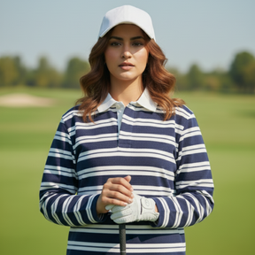Navy Striped Rugby Polo
