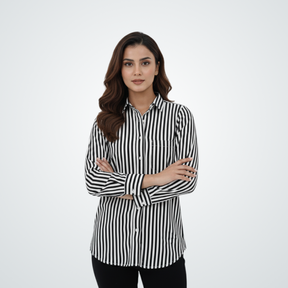 Monochrome Stripe Button-Down Shirt