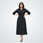 Signature Belted A-Line Shirt Dress - Classic Black