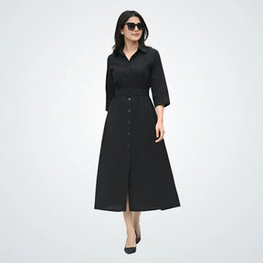 Signature Belted A-Line Shirt Dress - Classic Black