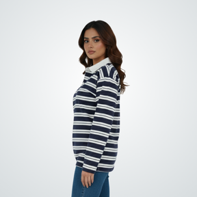 Navy Striped Rugby Polo