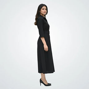 Signature Belted A-Line Shirt Dress - Classic Black