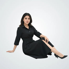 Signature Belted A-Line Shirt Dress - Classic Black